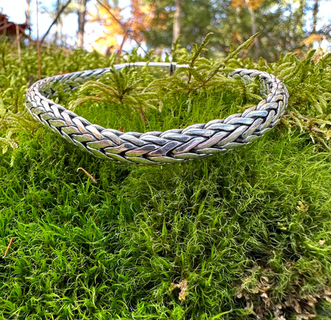 Bracelet Sterling Silver woven 8mm width