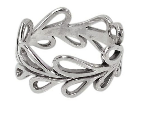 7 Sterling Silver ring Leaf Crown 9mm width