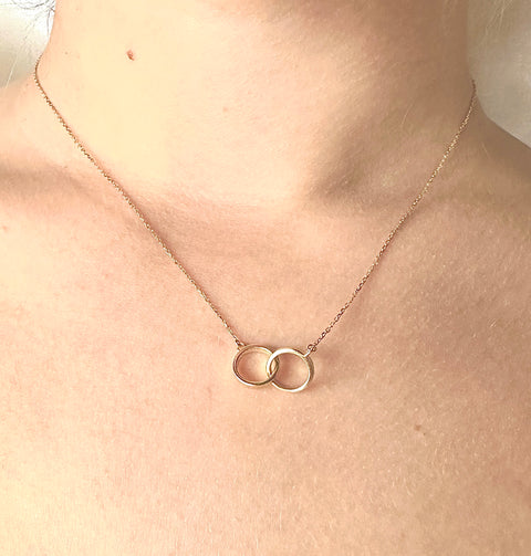 10K Necklace Solid Gold 10K Interlocking Ring Bands