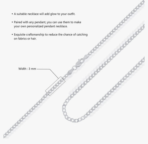 3mm CURB Chain Sterling Silver C080 1