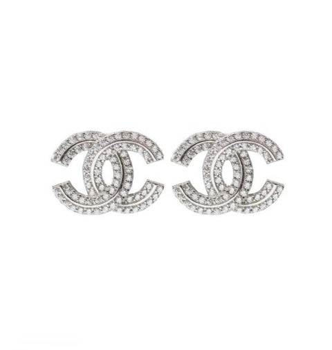10 Stud Earrings CHANTALE Sterling Silver Double Row