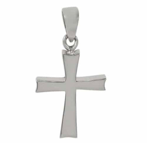 Sterling Silver smooth cross pendant size 24mm L x 18mm W x 3mm T