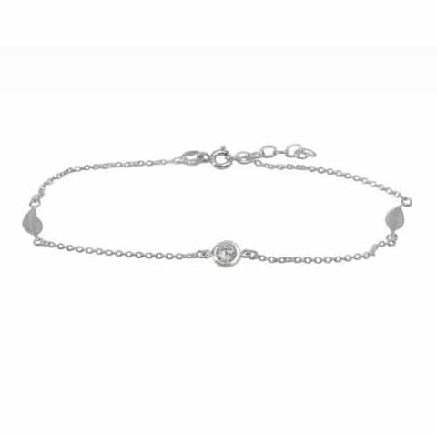 Anklet Lumi Sterling Silver leaf & zirconia