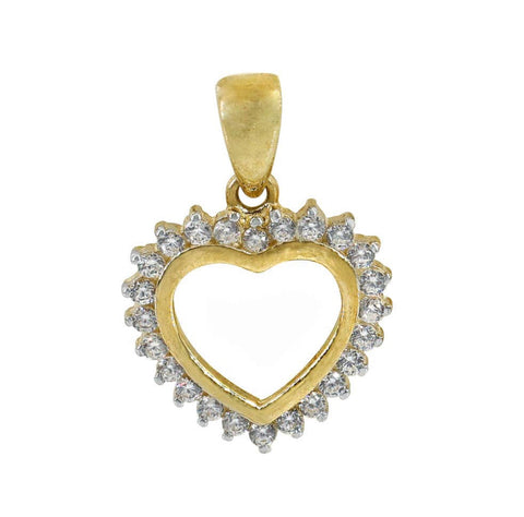 Pendant solid gold 10k, Heart CZ