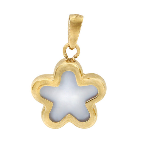 10KT solid gold 11mm star pendant with a mother of pearl