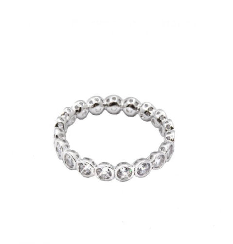 8 Sterling Silver rhodium plated bubble eternity band ring minimalistic