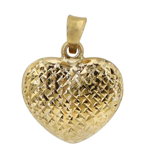 2 10KT gold 2 tone heart pendant with diamond cut finish one side white gold 13.5 x 11.5 mm