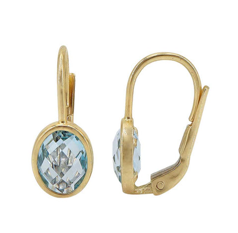 Earrings 10K Gold, Blue Topaz