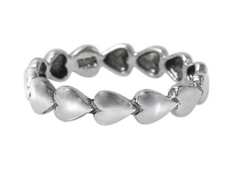 7 Sterling Silver heart band ring 4mm width
