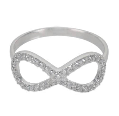 11 Sterling Silver with rhodium infinity with Cubic Zirconia 8mm width