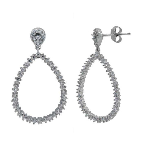 7 Sterling Silver with rhodium cubic zirconia stud earrings 30 x 19 mm