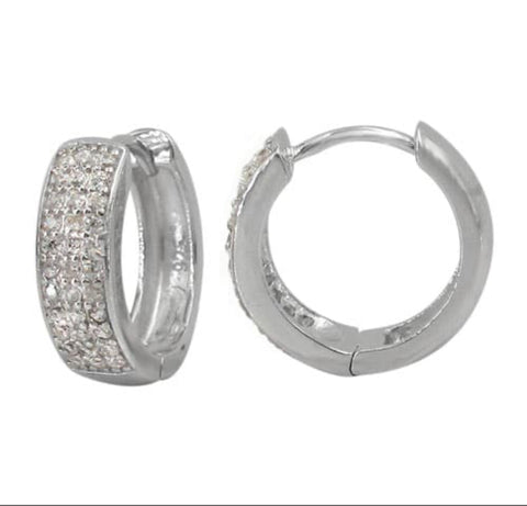 9 Sterling Silver with rhodium cubic zirconia hoops 5x17mm