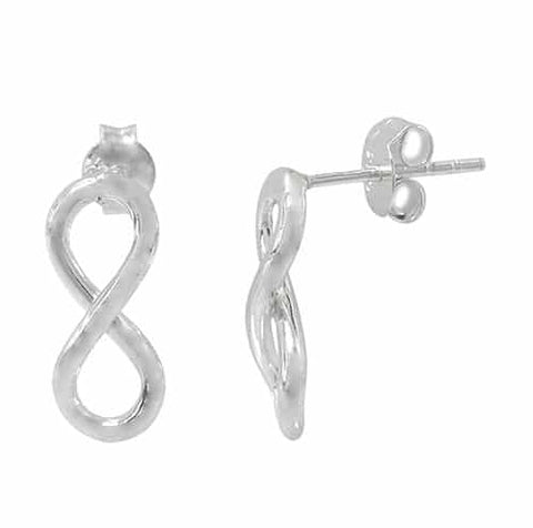 7 Sterling Silver metalic finish Infinity style stud earrings 16mm L x 7mm W