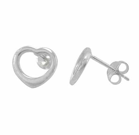 5 Sterling Silver Heart shape stud earrings