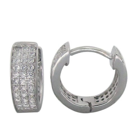 Hoop Earrings 5 Sterling Silver Small 3 layer Cubic Zirconia