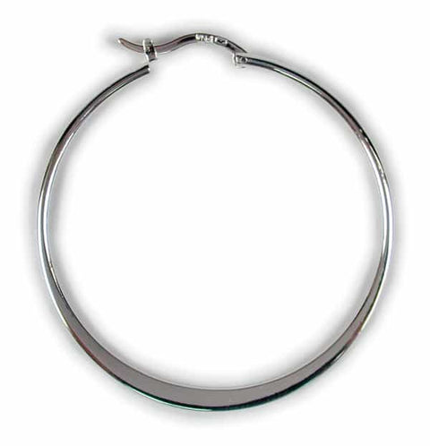 8 Sterling Silver shiny smooth plain hoop earrings clasp closing 40mm