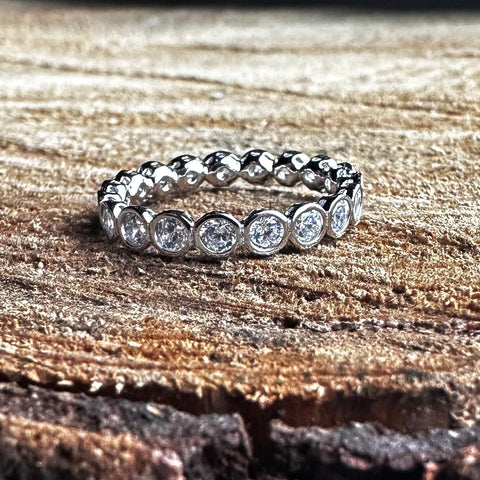 2 Sterling Silver with rhodium cubic zirconia eternity ring 3mm width