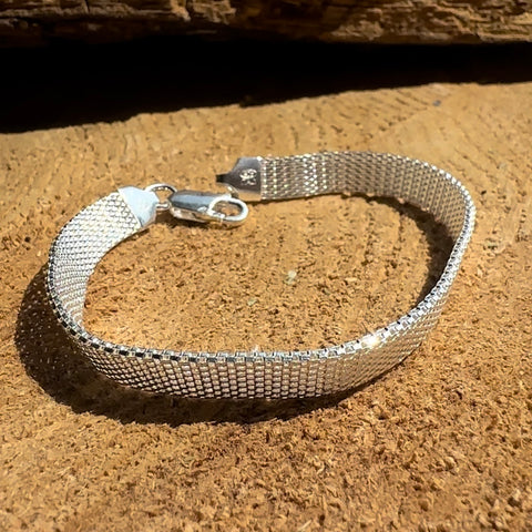 TUSKANY Sterling Silver Mesh Bracelet an industrial-inspired piece  925 Sterling Silver  Italy