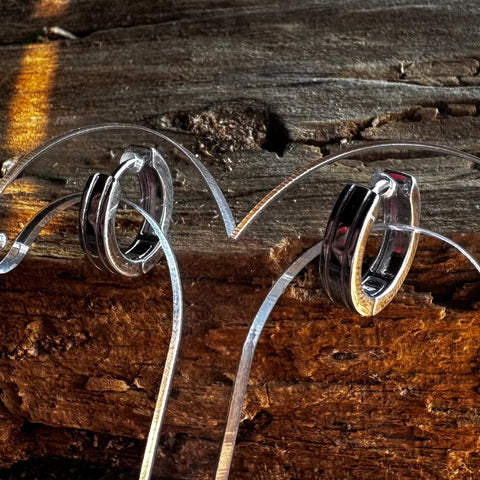 3 Hoop Earrings Sterling Silver 4x15mm