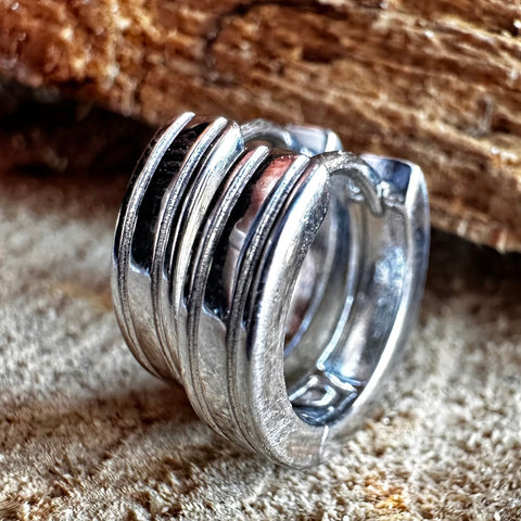 2 Hoop Earrings Sterling Silver 4x15mm