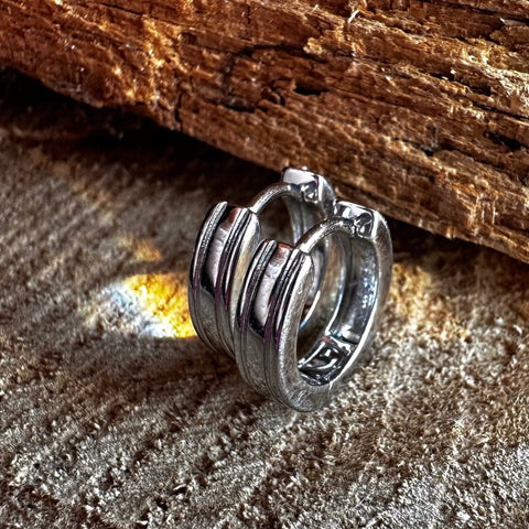 5 Hoop Earrings Sterling Silver 4x15mm