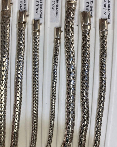 Bracelet Sterling Silver woven 8mm width