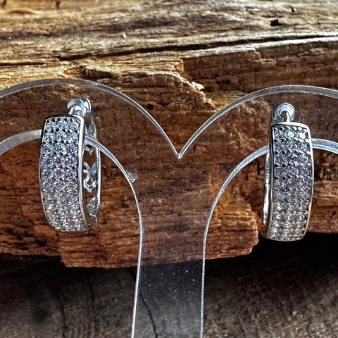 7 Sterling Silver with rhodium cubic zirconia hoops 5x17mm