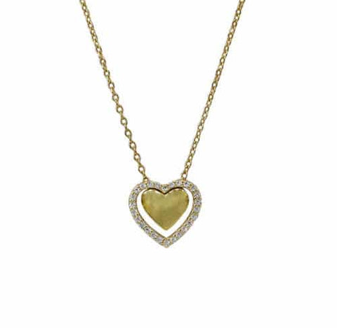 Necklace AVALON Gold Plated double Heart with Cubic Zirconia 10