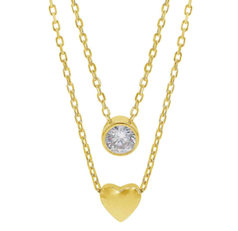 Necklace Vermeil THEA Sterling Silver with Gold Plated Heart and Cubic Zirconia 7