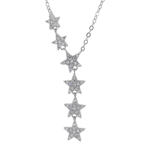 Necklace Ferial Sterling Silver Rhodium Multi Star Charm with zirconia 1