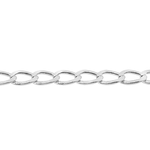 Anklet Curbi Sterling Silver, long curb 3.1mm