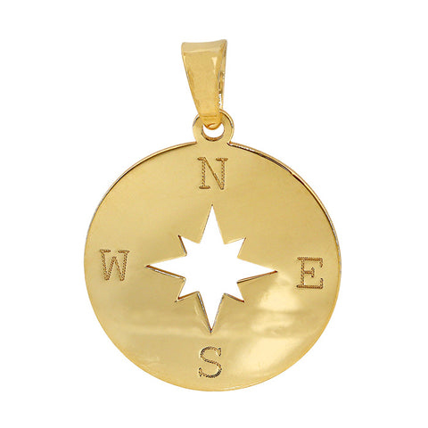 10KT solid gold 15mm Compass pendant 