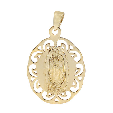 10KT solid gold 18x20mm Virgin Mary pendant