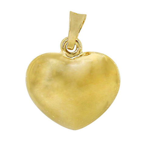 10KT solid gold 13.5x12mm puffy heart pendant
