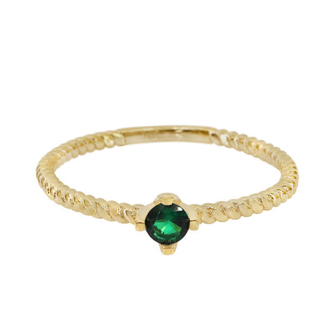 Ring 10k Solid Gold, Green CZ