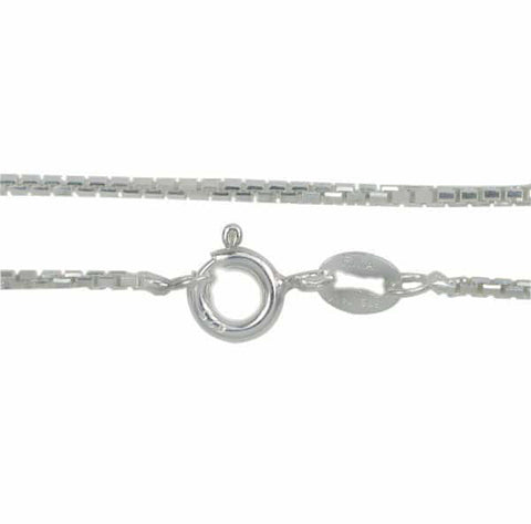 0.9mm Box Chain Sterling Silver, Diamond Cut