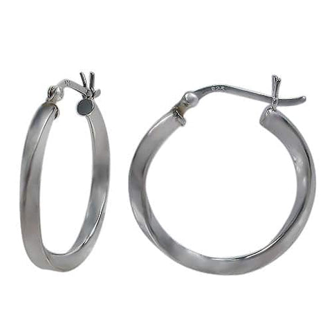 3 Sterling Silver twisted smooth round shape hoop with clip closure